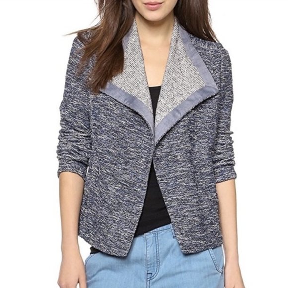 Vince Knit Open Front Drape Sweater Cardigan Marled Blue S - Picture 1 of 11